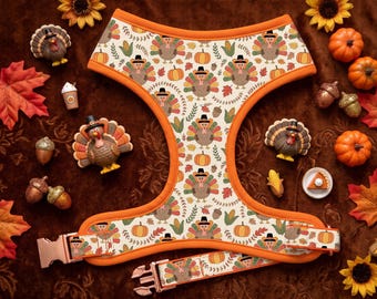 Pettorina per cani a forma di tacchino del Ringraziamento/ Pettorina per cani a tema raccolto autunnale/ Pettorina a forma di zucca autunnale/ Accessori personalizzati per animali domestici per le festività