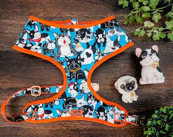 French bulldog harness vest/ Frenchie harness/ Boston Terrier harness/ pug fabric harness