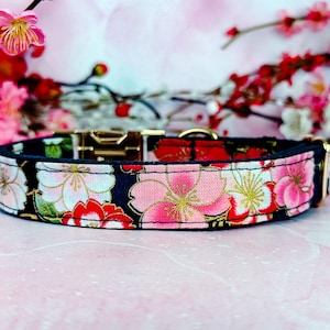 Japanese kimono dog collar/ Asian floral dog collar/ Girl flower dog collar/ summer fall dog collar/ winter spring female dog collar