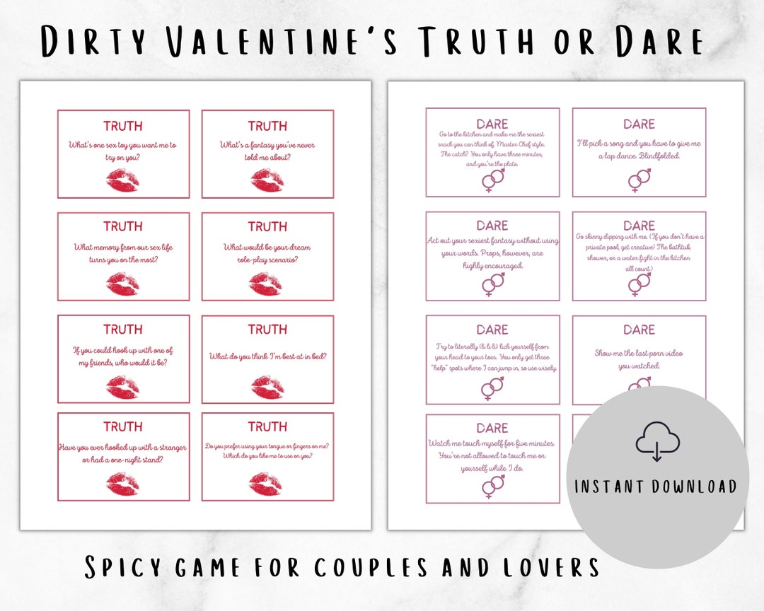 Printable Game for Couples Dirty Truth or Dare Intimate Couples Game ...