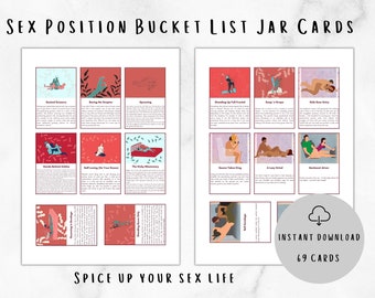 69 Printable Sex Position Bucket List Jar Cards for Couples | Intimate Relationship Game for Adults | Sexy Date Night | Naughty Bed Game 18+