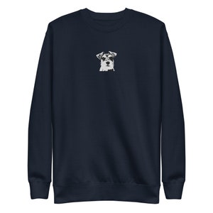 Miniture Schnauzer Stylish Unisex Premium Sweatshirt | Embroidered Patch Sweatshirt with Schnauzer Dog Print | Perfect Schnauzer Gift