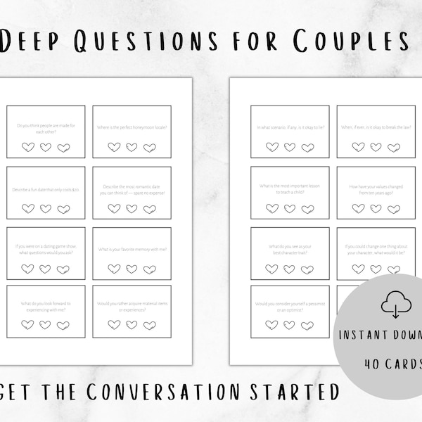 Printable Game for Couples Deep Questions That Will Strengthen Your Relationship Connection | Intimate Relationship Game for Adults | Dates