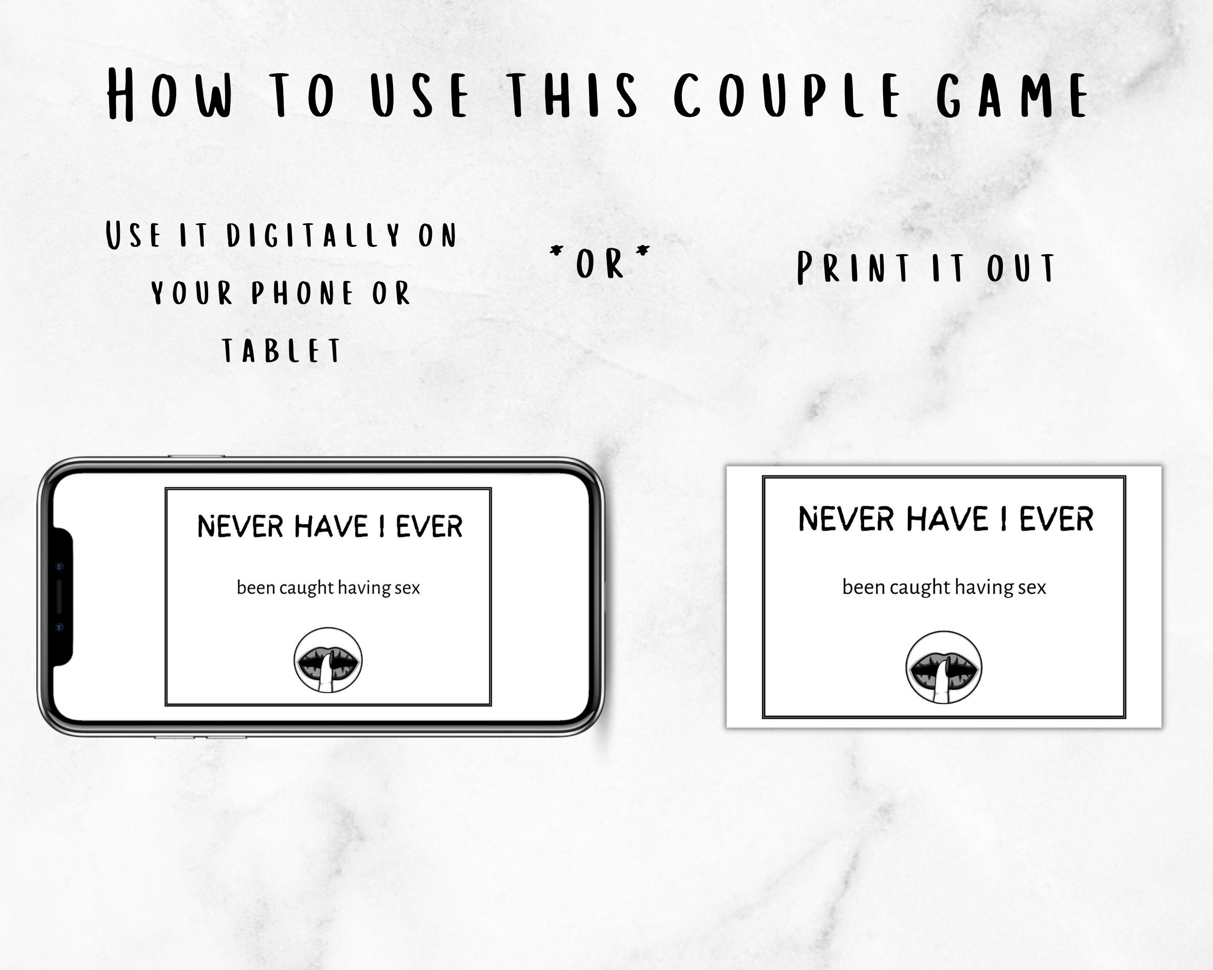 Printable Nasty Never Have I Ever Game for Adults and Couples Sex Card
