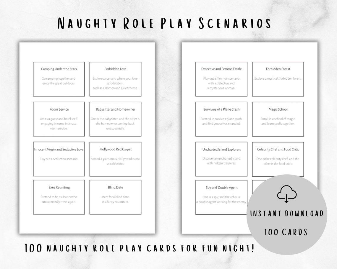 Naughty Role Play Scenarios | 100 Printable Cards for Role Play Ideas