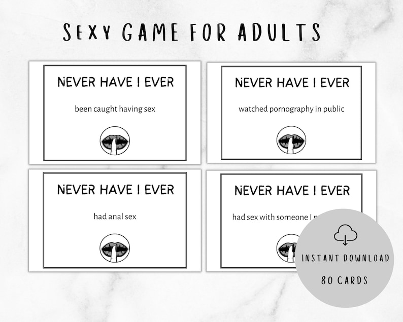 Printable Nasty Never Have I Ever Game for Adults and Couples Sex Card