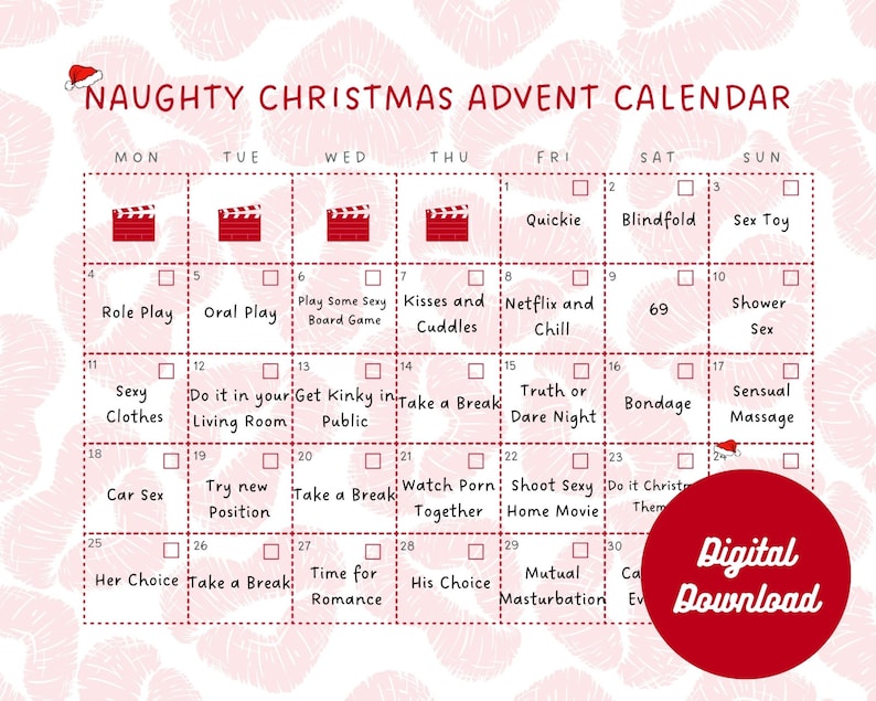 Naughty Christmas Advent Calendar December Printable Etsy Canada Naughty Christmas Advent Calendar December Printable Etsy Canada