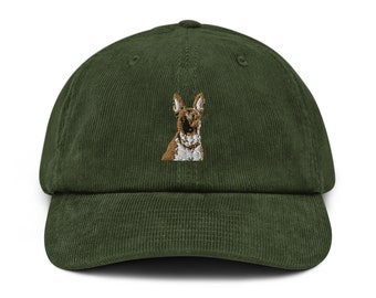 Belgian Malinois Stylish Corduroy Hat | Unisex Embroidered Dad Hat with Belgian Malinois Dog Print | Perfect Dog Gift | Multiple Colors