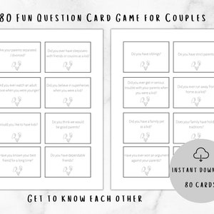 80 Printable Question Card Game for Couples to Get to Know Each Other the Best | Intimate Relationship Game for Adults | Conversation Date
