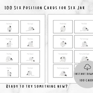100 Sex Position Cards for Your Jar of Desire Sex Jar | Printable Digital Cards Bedroom Game for Adult Couples Intimacy | Improve Your Sex
