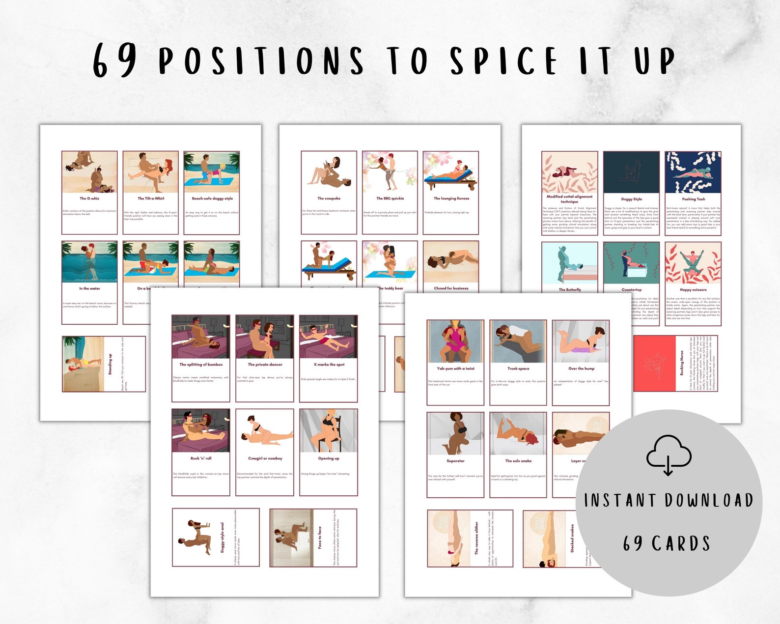 69 Printable Sex Position Bucket List Jar Cards for Couples | Intimate