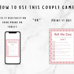 Dirty Valentines Roll the Dice Game for Couples Digital Printable