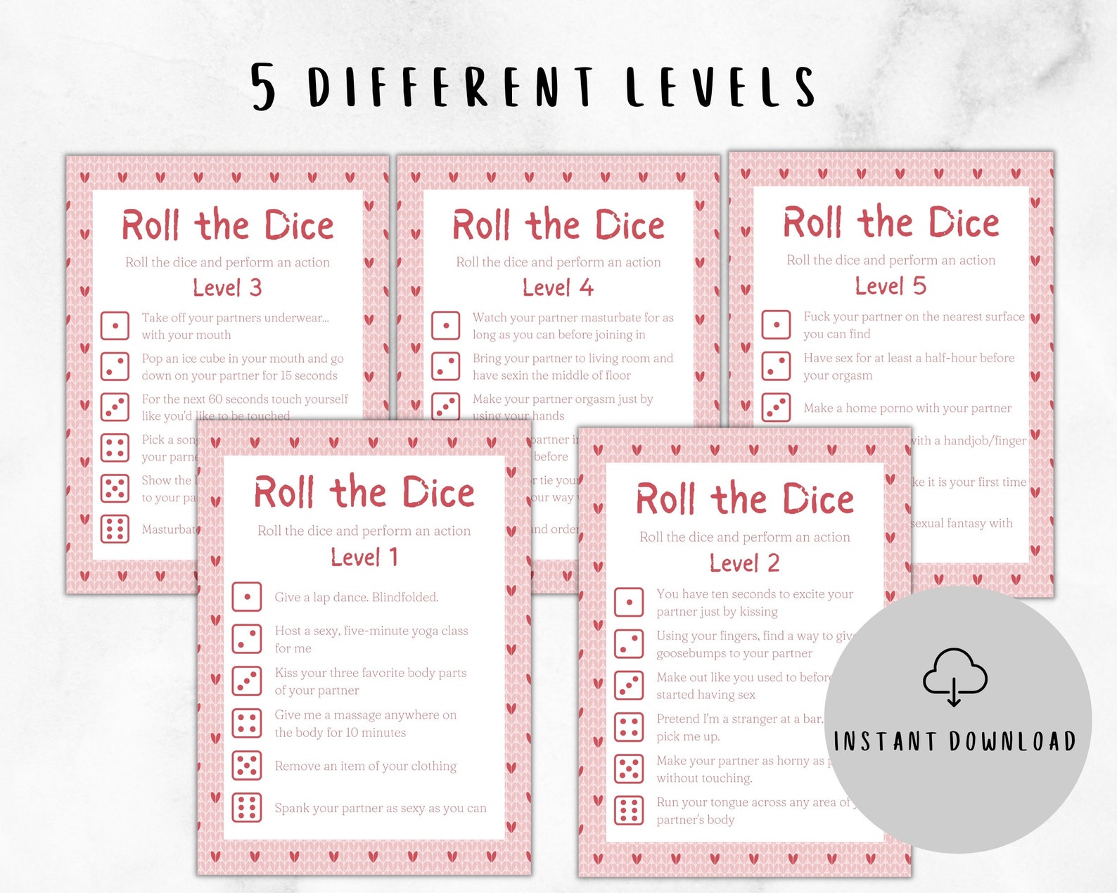 Couples Foreplay Game Dirty Roll the Dice 5 Different Levels to Make