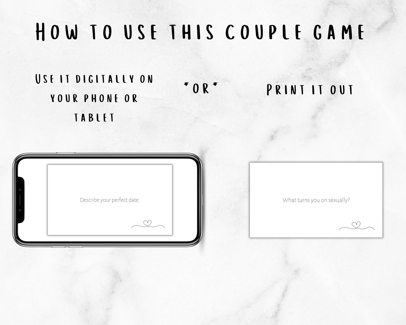 Printable Game for Couples Pillow Talk Intimate Relationship Game for