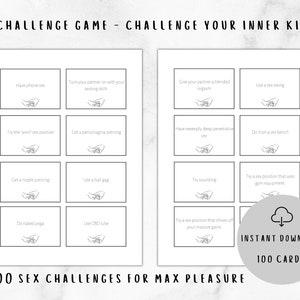 100 Sex Challenges Printable Couple Intimacy Game to Explore your Fetishes and Kinks in the Bedroom | Intimate Sexy Couples Game for 18+