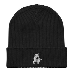 Embroidered Staffordshire Terrier Organic Ribbed Beanie