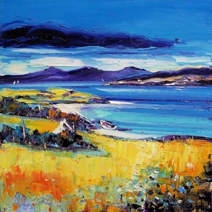 Scottish landscape Print of Arran, Unframed wall art print of Scotland, Seascape painting, Beaches, room decor, home decor, gift for her,