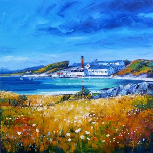 Print of Islay, handmade gift, UNFRAMED print of Lagavulin Distillery, art of Scotland, birthday gift, wall art, two sizes, Scottish Art
