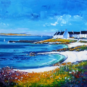 Unframed print, Port Charlotte Islay print, painting, gift for her, room decor, wall art, print of scotland, landscape painting/