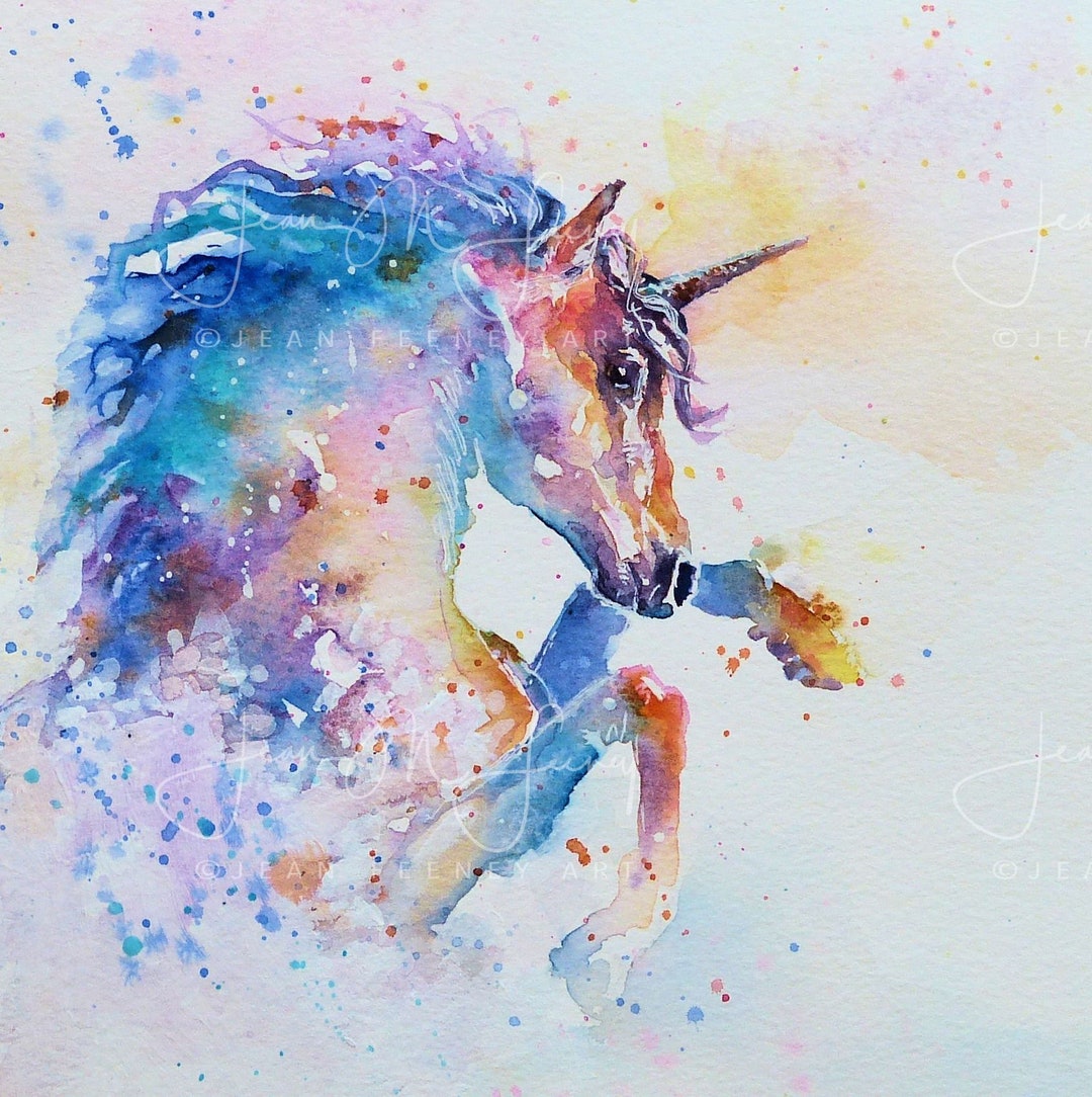 Unicorn Print, Unicorn Painting, Unframed Nursery Print, Unicorn Present Girl, Unicorn ...