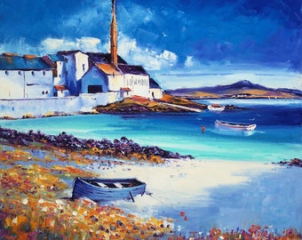 Print of Islay, Scotland,  handmade gift, UNFRAMED print, Islay gift, Scottish wall art, Scottish painting of Islay,  art of Scotland