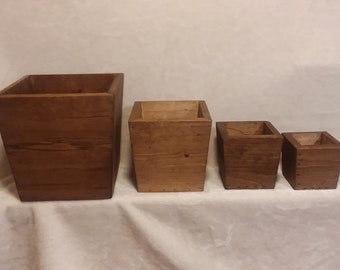 4 - Handmade Wood Tapered planters