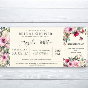 Bridal Shower Invitation, Printable Invitation, Floral Wedding Invitation, Blush Pink Peonies Invitation, Bohemian Bridal Shower WS-026