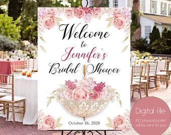 Welcome Blush Peach Bridal shower,Baby Shower Sign,Quinceañera Sign,Pink Blush Purple Sign, Bridal Shower Sign,Bridal Wedding Welcome,WS-063