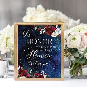 In Loving Memory Sign, In Honor Of Those Who Are Watching From Heaven, Christmas Winter Sign, Wedding Memorial Sign, Wedding Memory WS-050