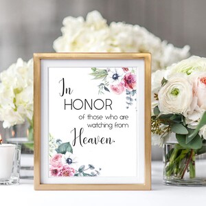 In Honor Of Those Who Are Watching From Heaven, In Loving Memory Sign, Wedding Memory Sign, Memorial Sign, White Anemones  8x10 WS-042