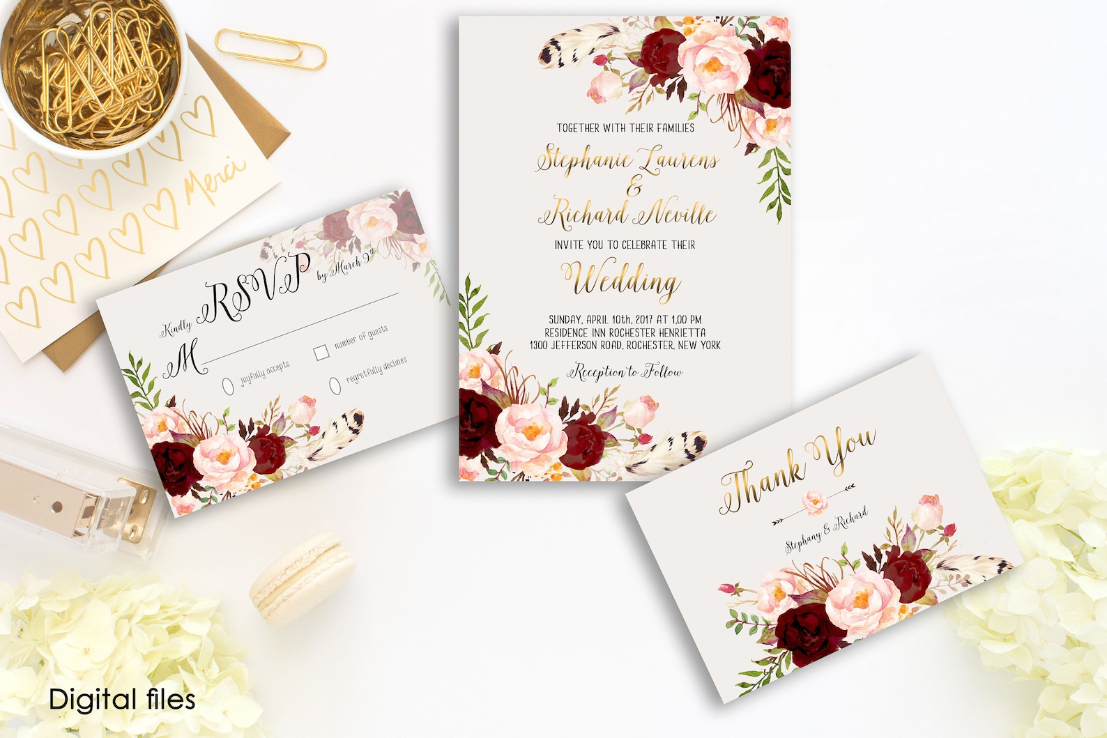 Wedding Invitation Suite Printable Floral Wedding Invitation Etsy