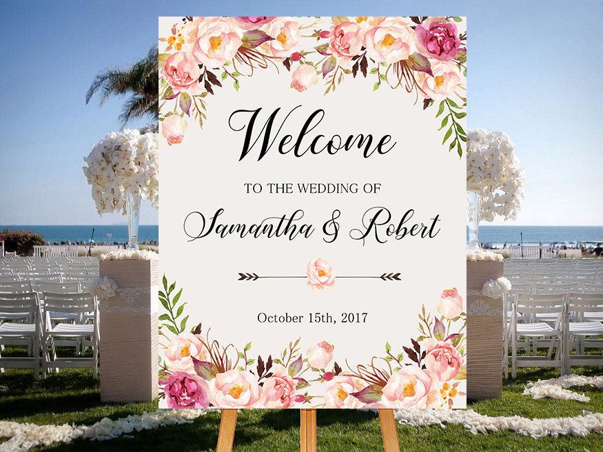 Wedding Welcome Sign,wedding Decoration, Printable Wedding Sign,peach ...