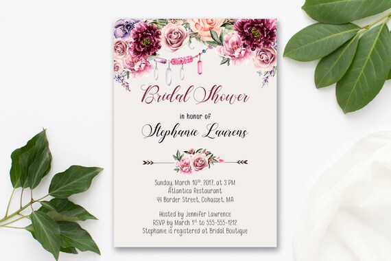 Bridal Shower Invitation Printable Floral Digital Wedding | Etsy