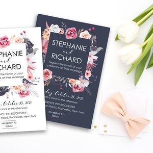 Wedding Invitation Suite, Blush and Gray Invitation,Bridal Invitation,Printable Floral Wedding invitation,Romantic Wedding Invitation WS-041