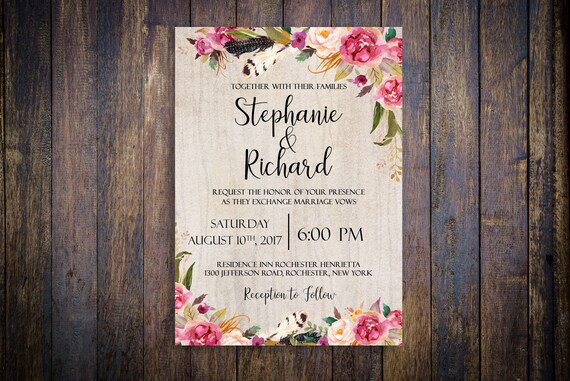 Wedding Rustic Invitation Printable Wedding Invitation | Etsy