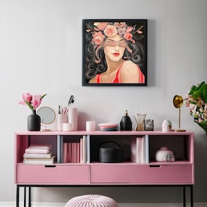 Art Portrait Abstract Gift Acrylic Canvas Original Painting Salon Studio Atelier Office Wall Decoration Decoration Office Emotion Woman Picture Hairdresser