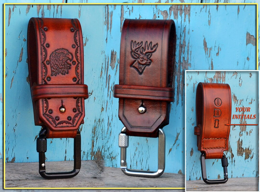 HANDMADE Custom Leather Belt Dangler With Screwgate Carabiner