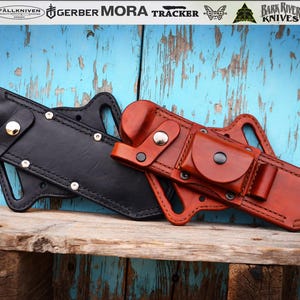 Fodero per coltello in pelle personalizzato: fatto a mano, Scout, Cross Draw e opzioni di trasporto verticale! Con le tue iniziali.