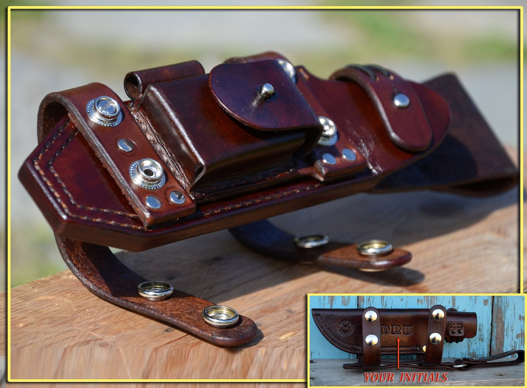 CUSTOM Leather Knife Sheath. Scout Carry & Vertical Carry. Handmade and