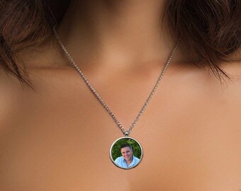 Memorial picture necklace personalized cremation necklace urn pendant or hair locket.