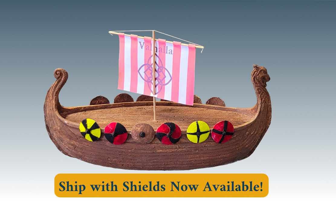 Biodegradable Viking Ship urn for land or water burial. Have a Viking funeral