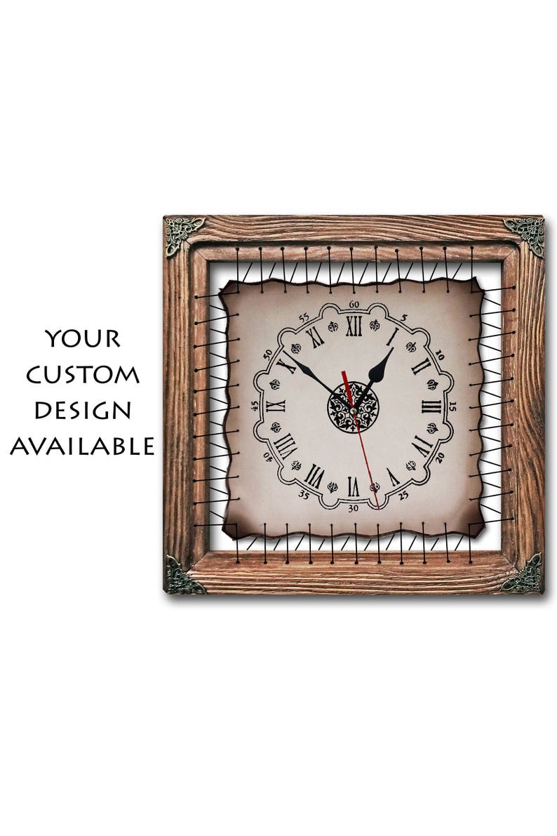 Industrial Wall Clock Vintage 3rd Leather Anniversary Gift Etsy