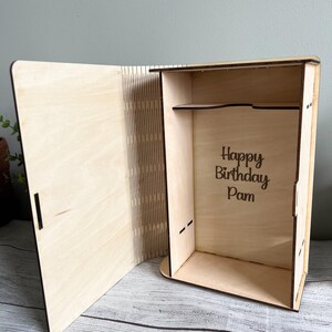 Custom Engraved Liquor Gift Box – Personalized Wooden Bottle Box – Fireball or JD inspired Style – 375ml Bottle Box – Groomsmen, Birthday, image 9