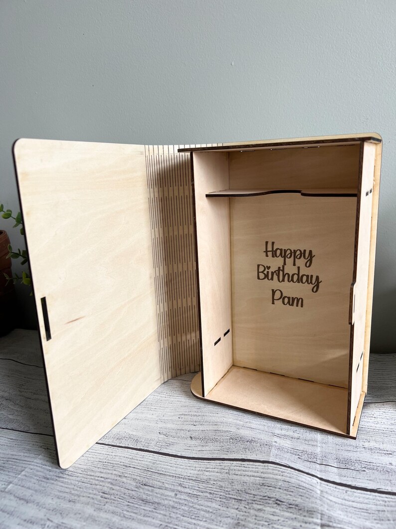 Custom Engraved Liquor Gift Box – Personalized Wooden Bottle Box – Fireball or JD inspired Style – 375ml Bottle Box – Groomsmen, Birthday, image 9