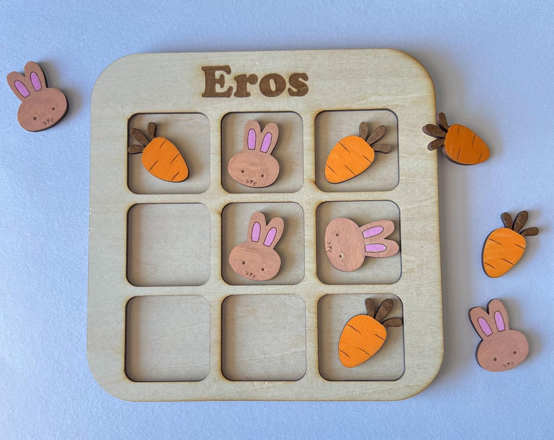 Personalized Easter Bunny Tick Tac Toe Board Game Toy - Etsy