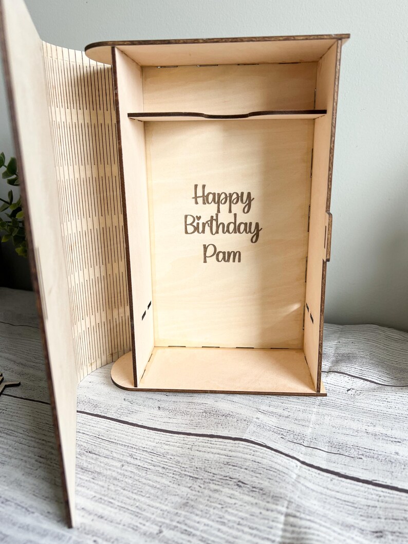 Custom Engraved Liquor Gift Box – Personalized Wooden Bottle Box – Fireball or JD inspired Style – 375ml Bottle Box – Groomsmen, Birthday, image 8
