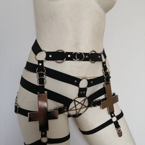 Two garter belts black and white XS-XXXL