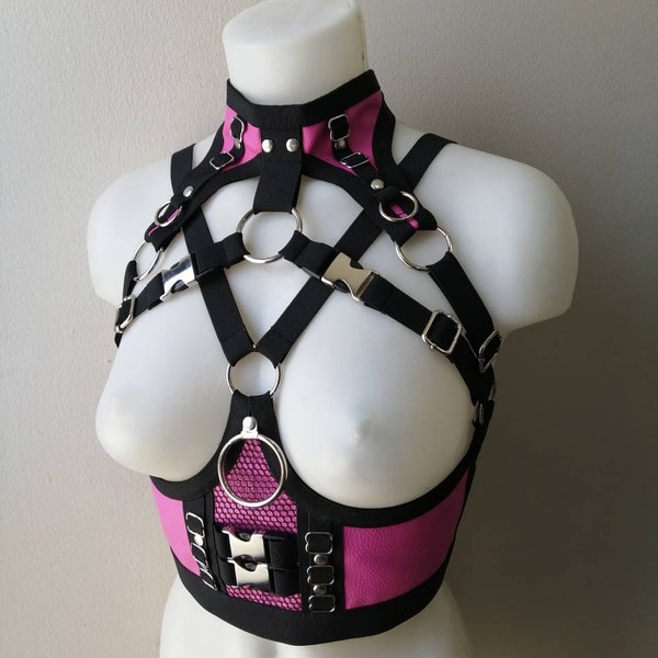 Underbust harness with buckle details multicolor XS-XXXL