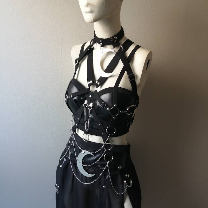 Gothic Lace & Fishnet Strappy Lingerie