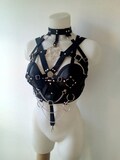 Vegan leather harness top with pentagram black XS-XXL product logo